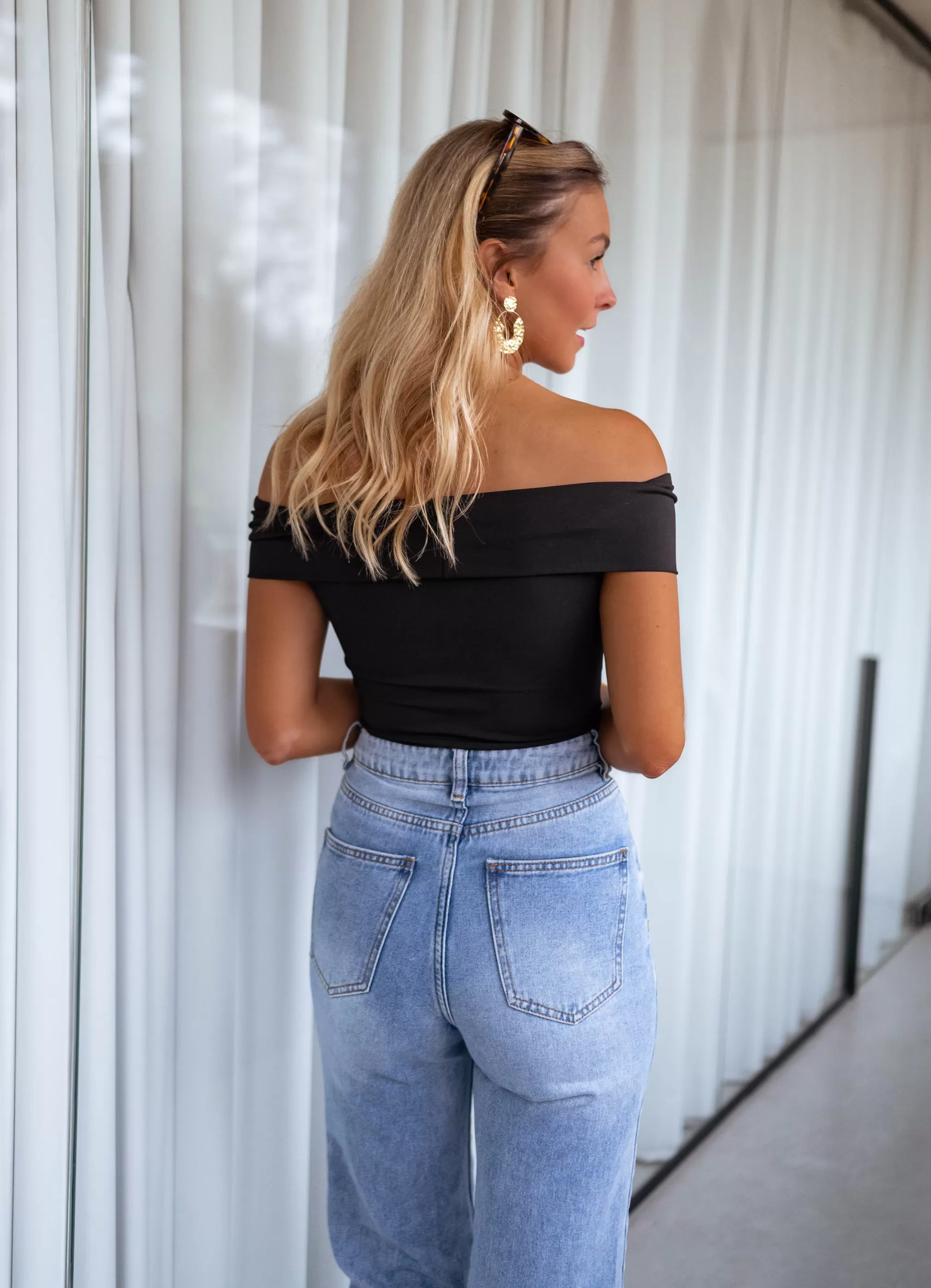 Sleeveless Bodysuit Soraya Black | Bodysuit Bardot Collar | Ready To-Porter Online | -Easy Clothes Cheap