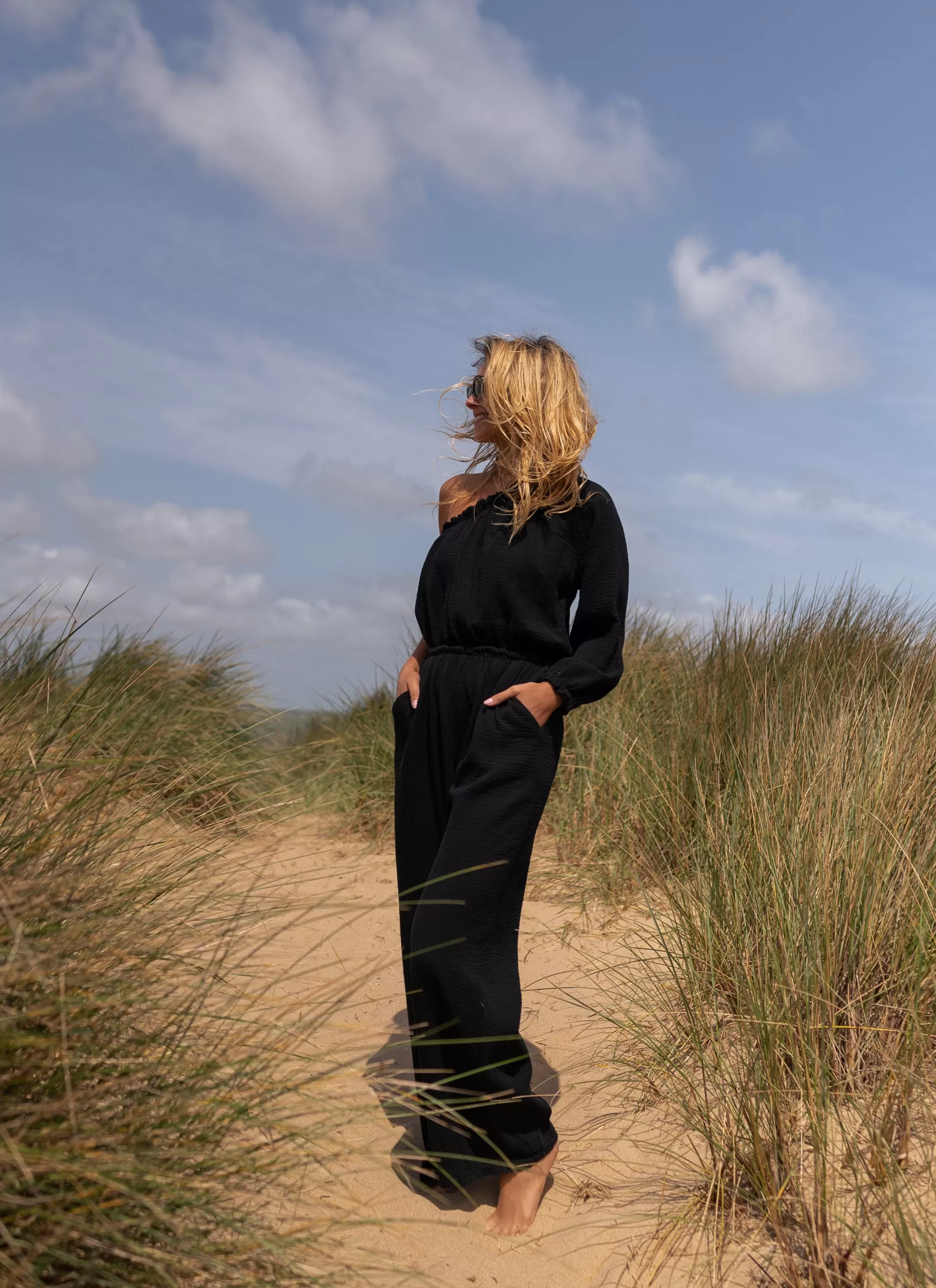 Suit Amadéo Black In CONTON GAUZE | Suit UNE SAND | Ready To-Porter Online | -Easy Clothes Best Sale