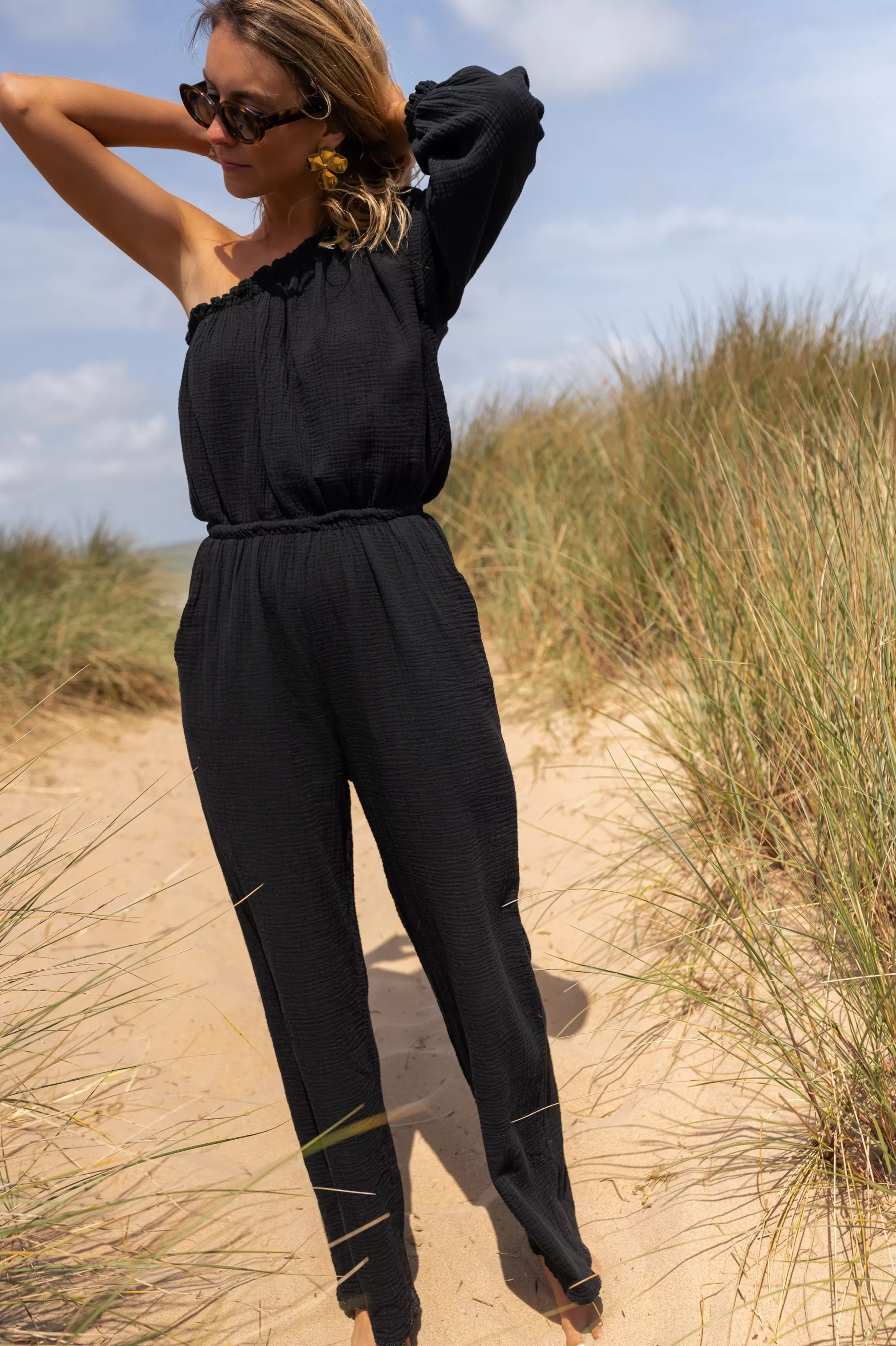 Suit Amadéo Black In CONTON GAUZE | Suit UNE SAND | Ready To-Porter Online | -Easy Clothes Best Sale