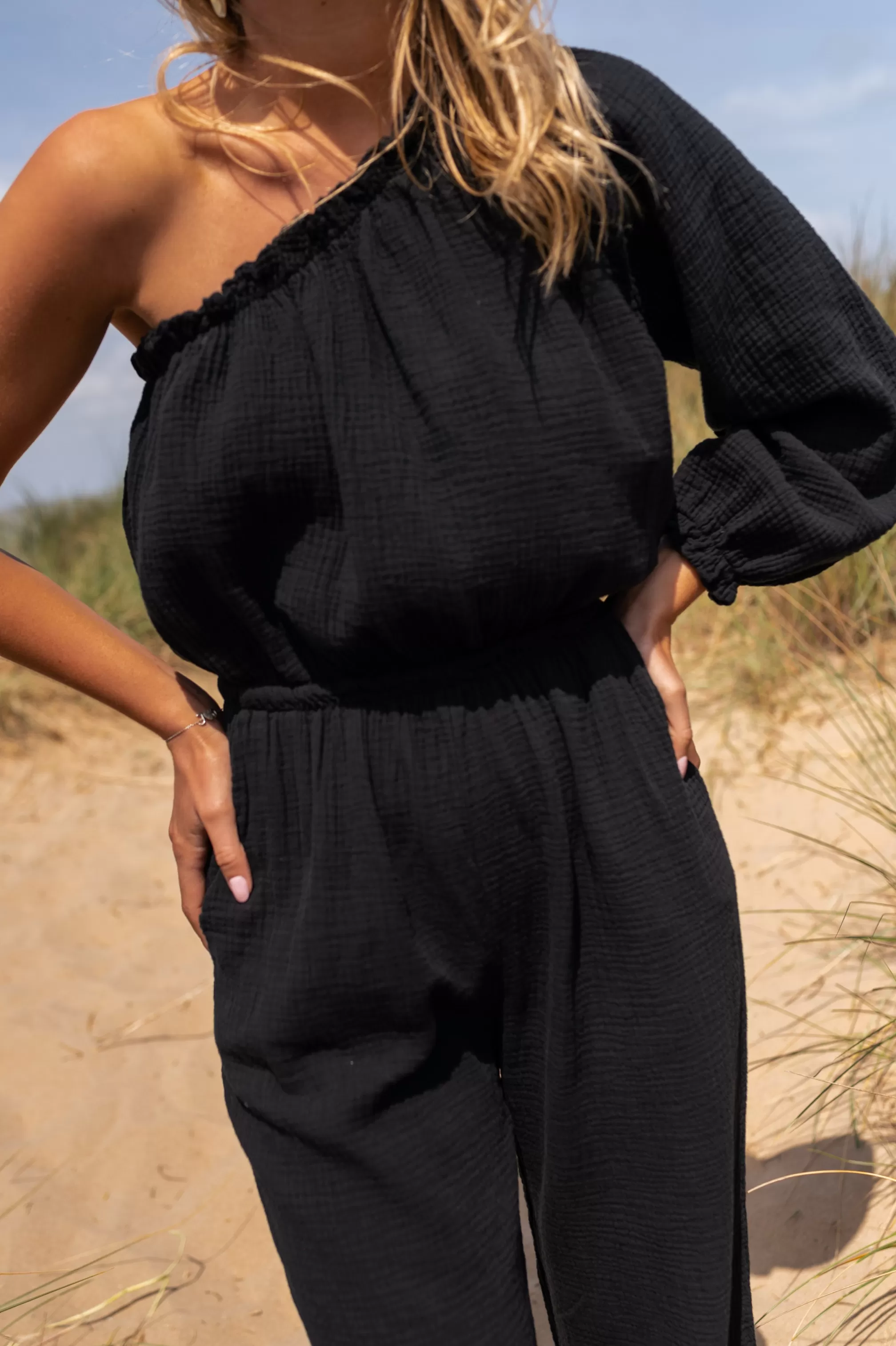 Suit Amadéo Black In CONTON GAUZE | Suit UNE SAND | Ready To-Porter Online | -Easy Clothes Best Sale