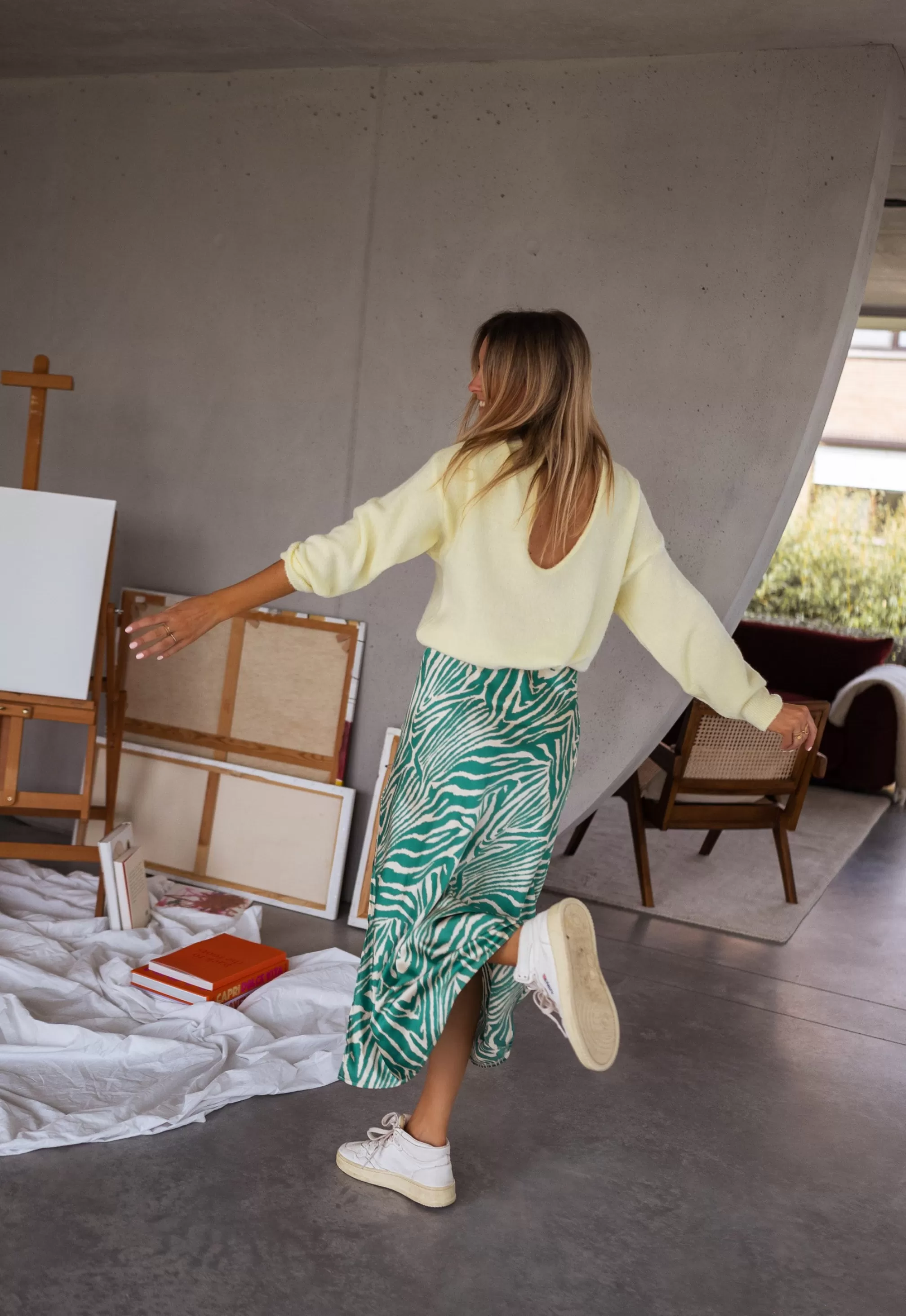 Sweater Hélo Jaune | Sweater Yellow In Meshes | Ready To-Porter Online | -Easy Clothes Cheap