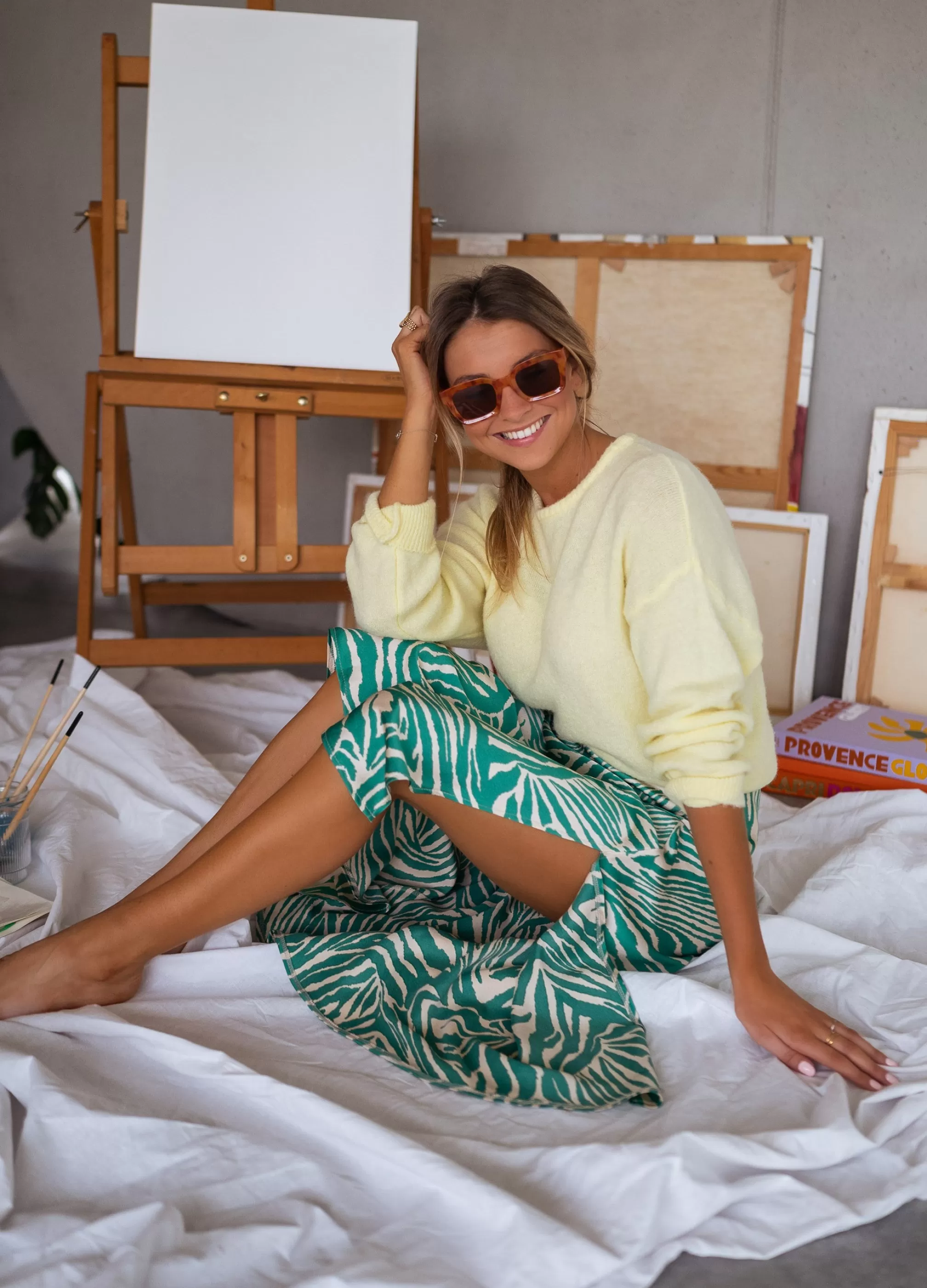 Sweater Hélo Jaune | Sweater Yellow In Meshes | Ready To-Porter Online | -Easy Clothes Cheap