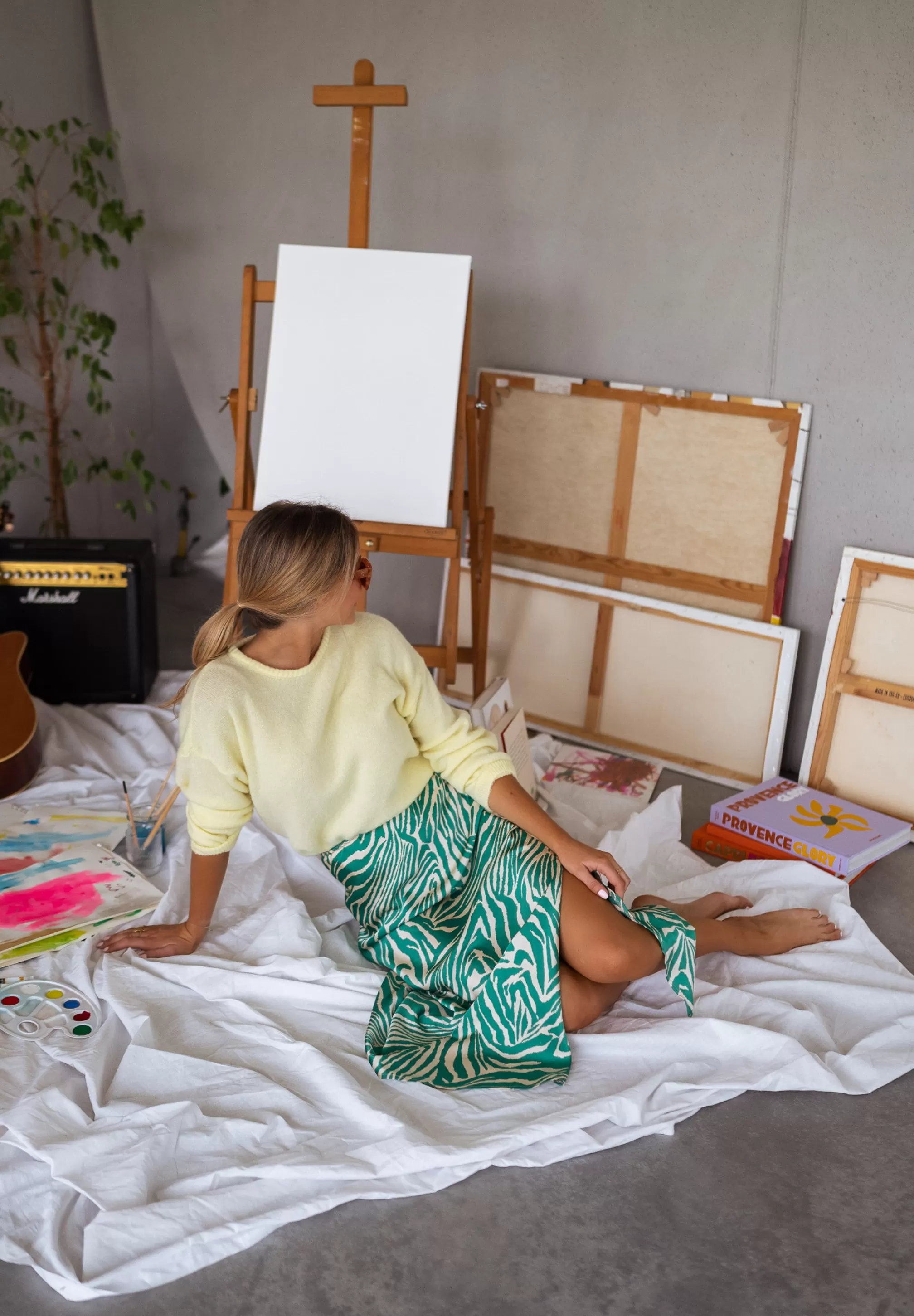 Sweater Hélo Jaune | Sweater Yellow In Meshes | Ready To-Porter Online | -Easy Clothes Cheap