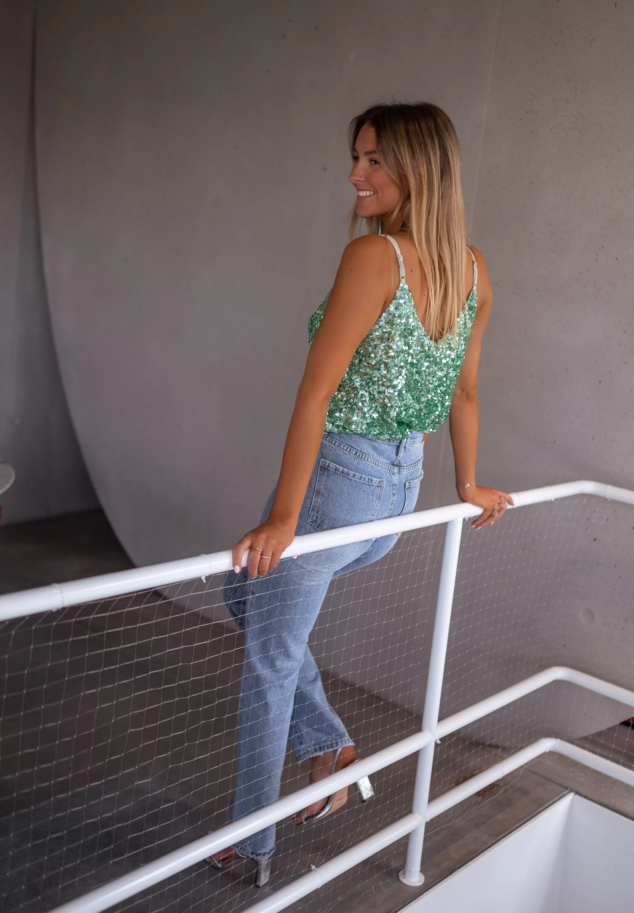 Top Malo Glittery Seagreen | Top Vert With Sequins | Ready To-Porter Online | -Easy Clothes Store