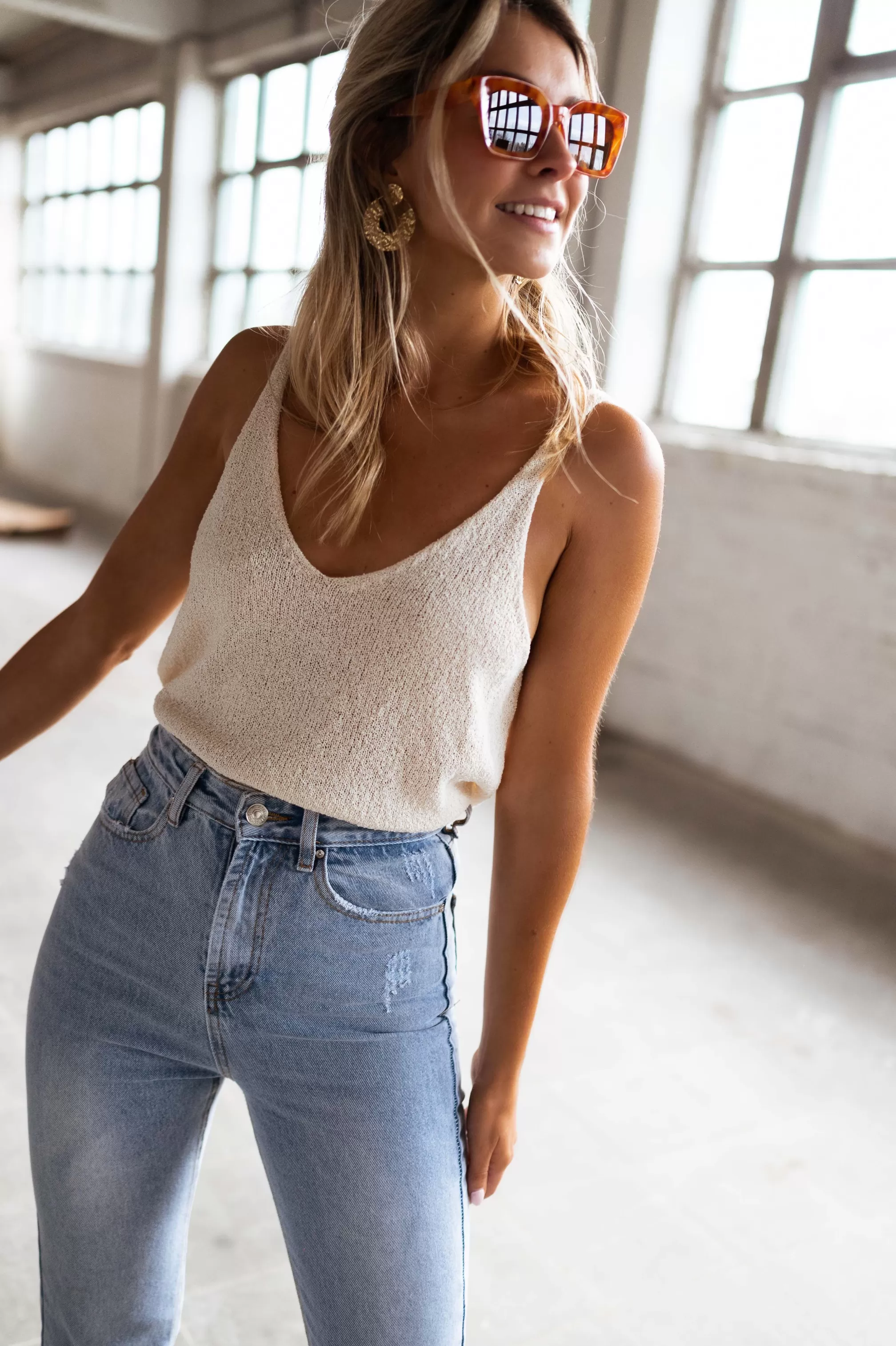 Top Neda Beige Wool Effect | Top Transparent In Meshes | Ready To-Porter Online | -Easy Clothes Flash Sale